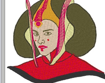 Queen Amidala Embroidery 4"x4" Machine Embroidery Design