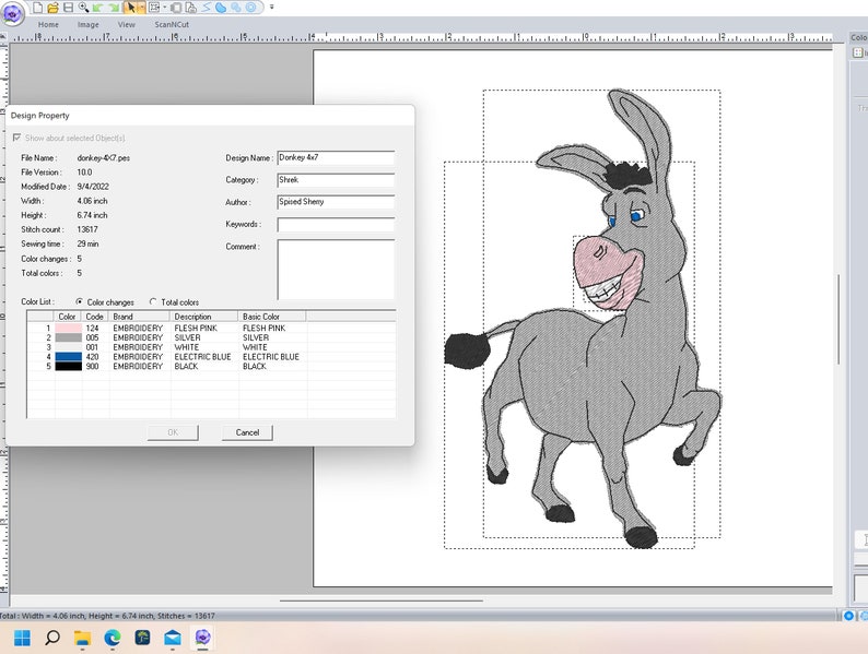 Donkey Embroidery Design 4x4 and 5x7 image 3