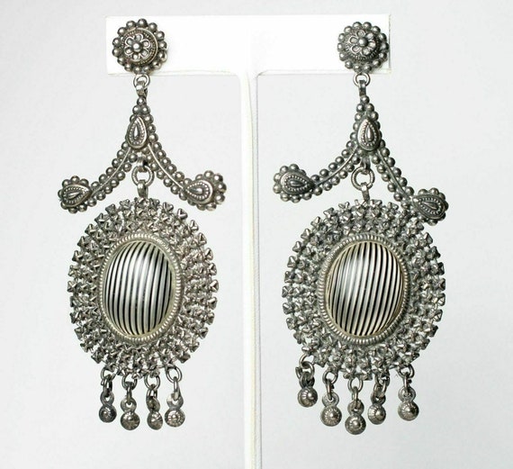 Victorian Cut Steel Chandelier Drop Earrings