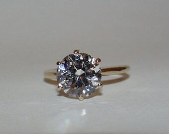14 kt Gold CZ Cubic Zirconia Round Solitaire Ring