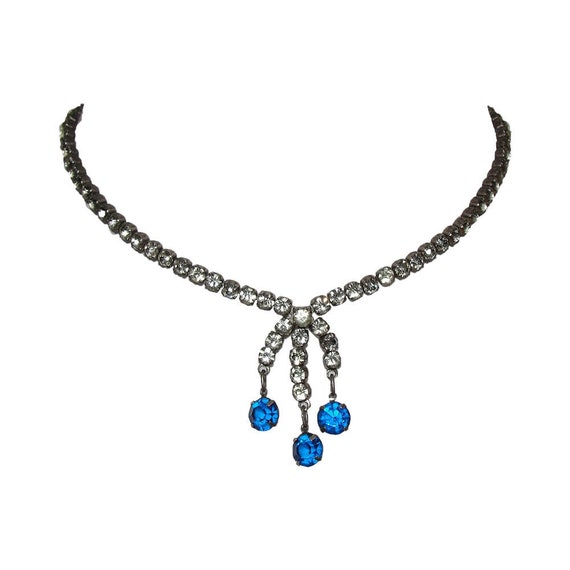 Art Deco Sterling Paste Lavalier Necklace