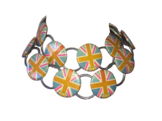 Rare Runway Peter Max Pastel British Flag Button N