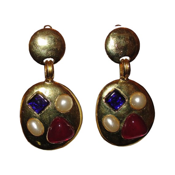 Chanel Gripoix Glass Chandelier Drop Earrings