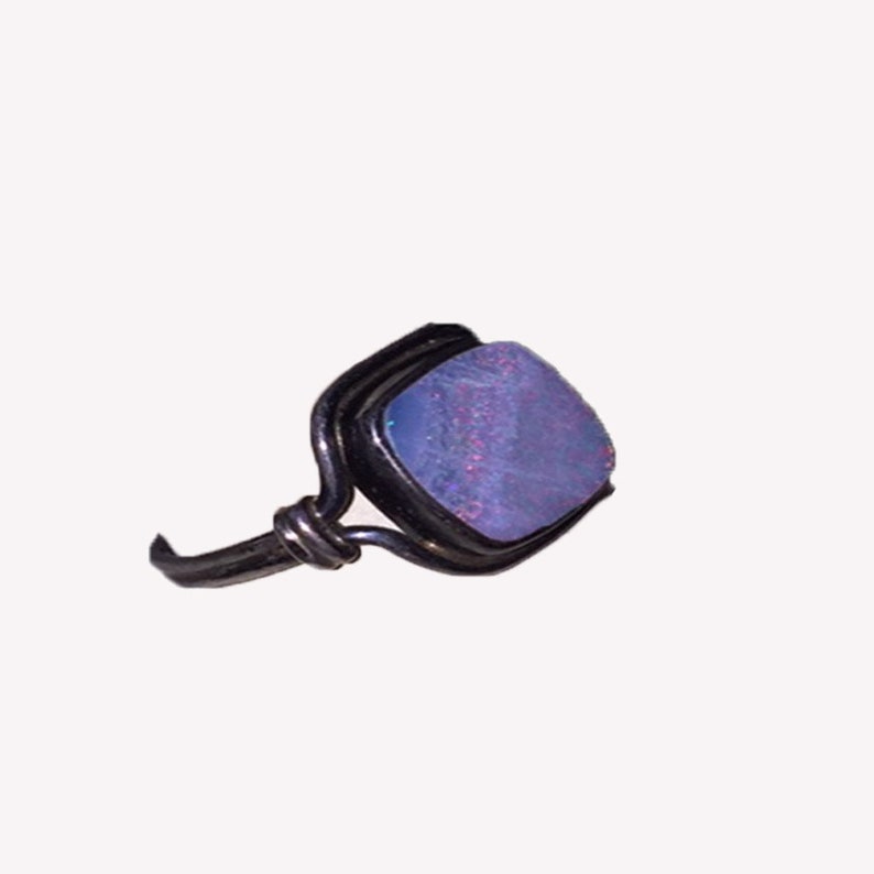 Square Opal Sterling Silver Ring