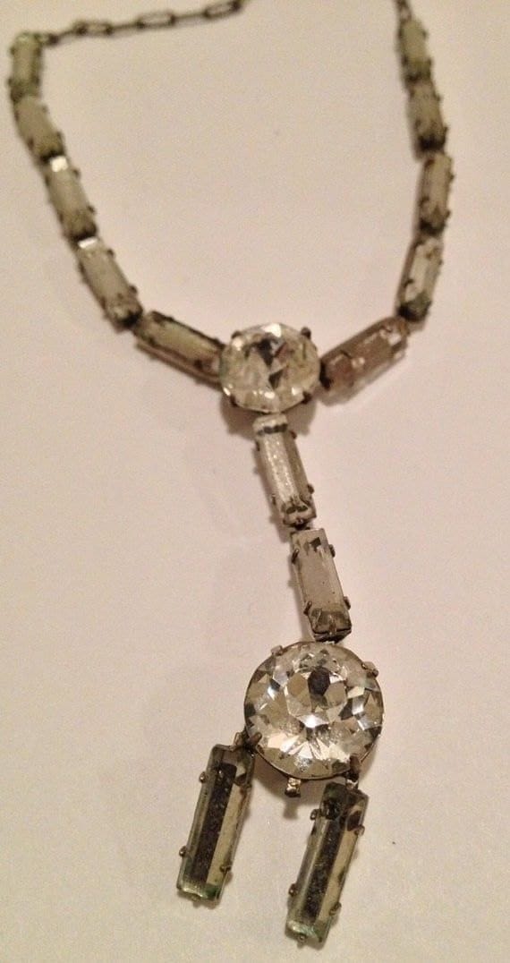 Art Deco Sterling Silver French Paste Necklace