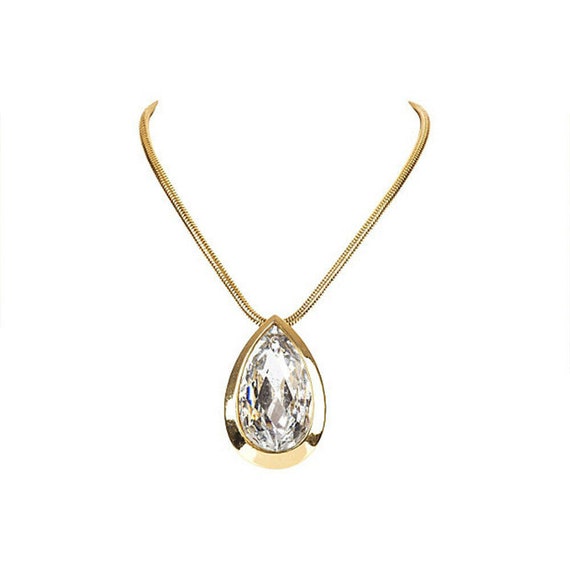 Lanvin Tear Drop Statement Rhinestone Necklace