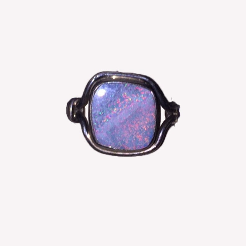 Square Opal Sterling Silver Ring