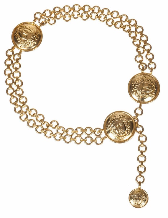 Versace Gold Tone Medusa Chain Belt