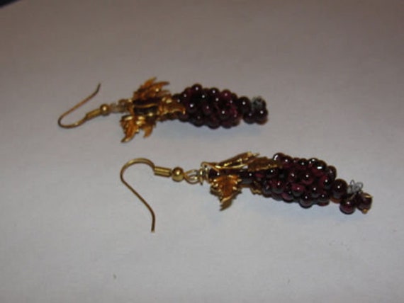 Bohemina Garnet Bead Grape Cluster and Brass Leaf