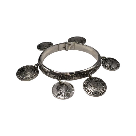 Whiting and Davis Coin Dangle Bangle Bracelet