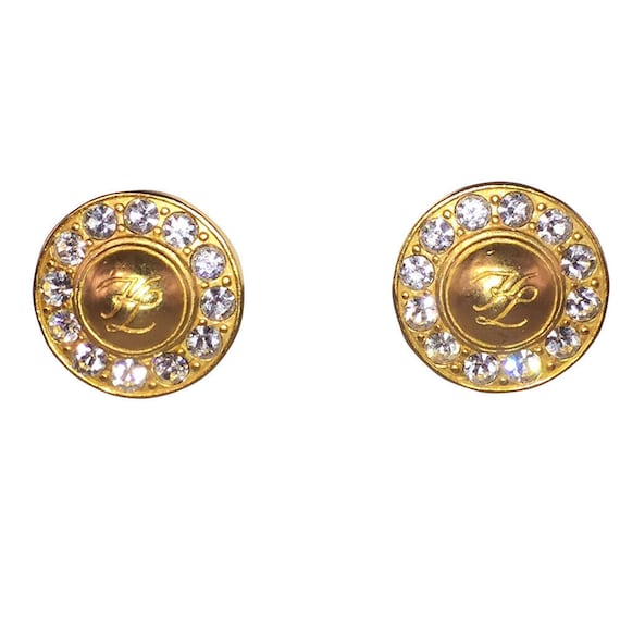 Karl Lagerfeld Rhinestone Monogram Earrings