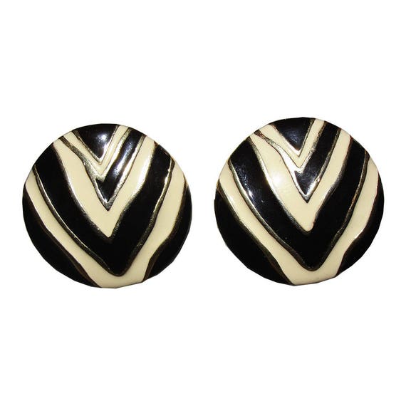Givenchy Zebra Print Enamel Disc Earrings