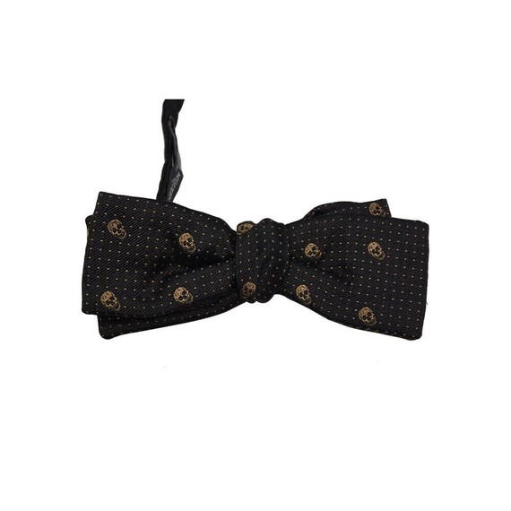 Alexander McQueen Black Silk Skull Men's Bow Tie