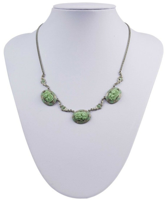 Czech Floral Celluloid Enamel Necklace