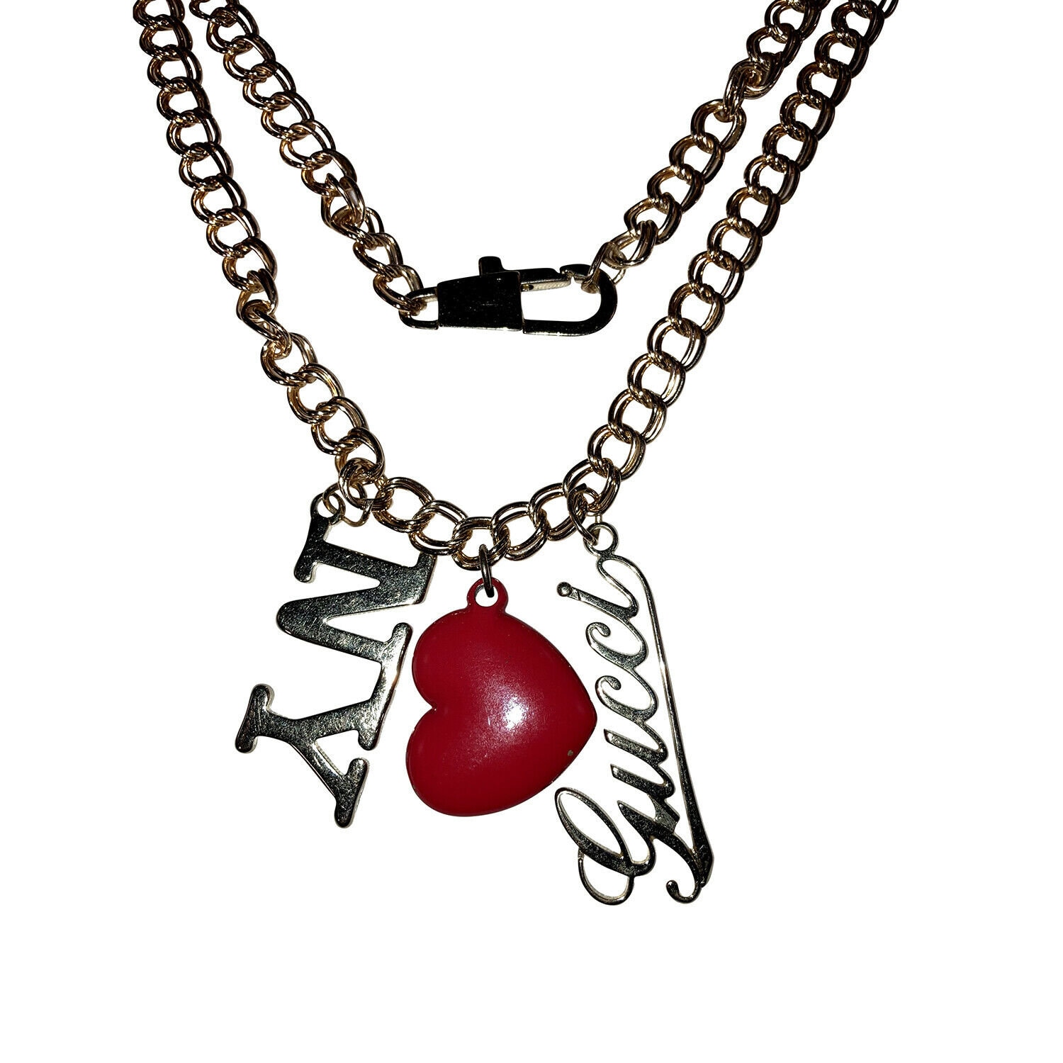 Gucci NY Monogram Heart Charm Chain Necklace - Etsy