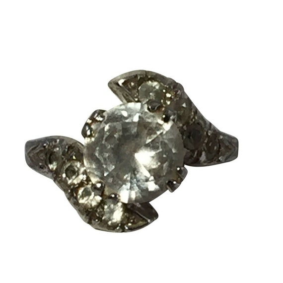 Art Deco Sterling Silver Paste Cocktail Ring