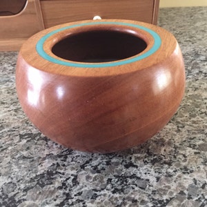 African Mahogany Bowl with inlay