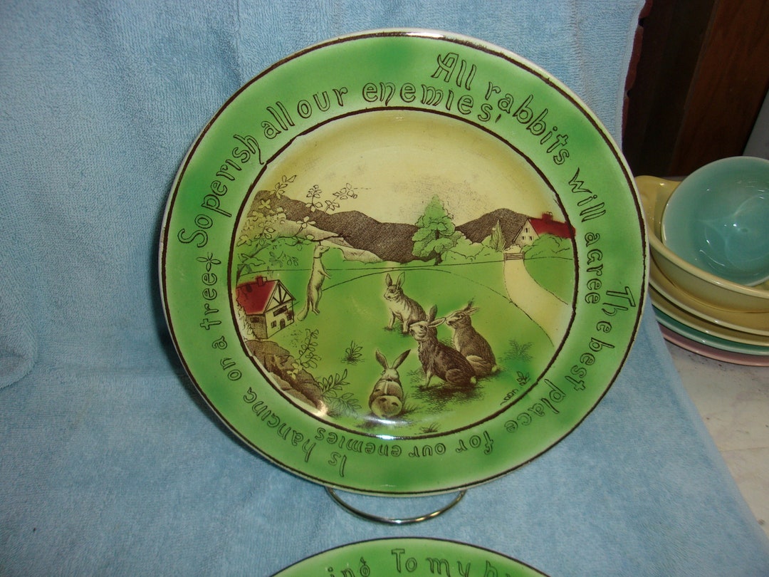 Antique St. Augustine Pottery Plates Made in England Bunny Etsy