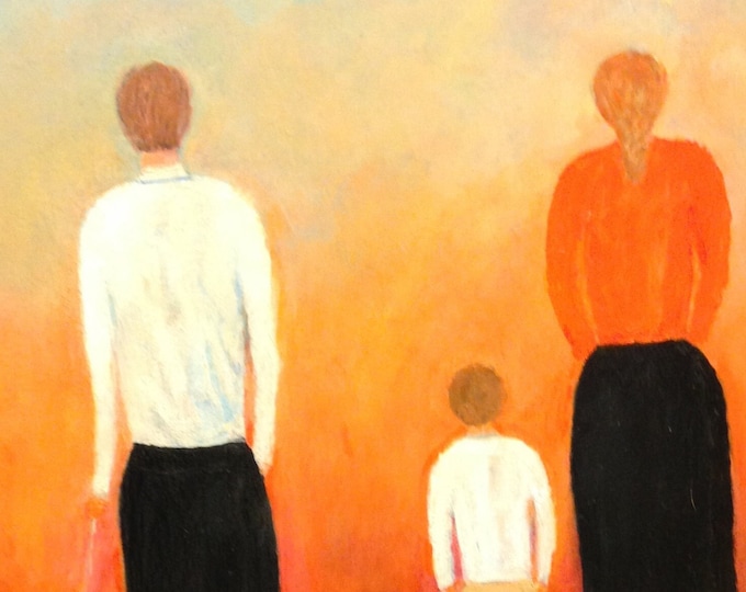 Portrait of a Family Walking Through Hell Towards a Better Life by Janina Ridgway (framed) 24" by 30"H
