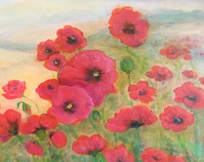 Wild Poppies. Oil painting on canvas. (framed)