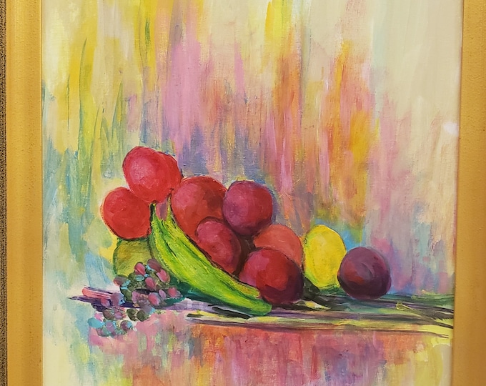 Fruit Medley, Acrylic painting on canvas. (framed)