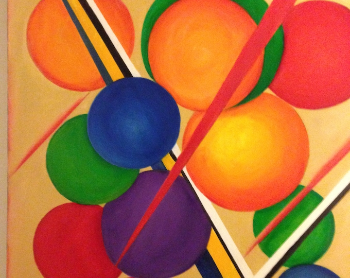 Abstract Spheres Challenges and Conquest by Janina Ridgway,  (unframed) 30"W by 40"H