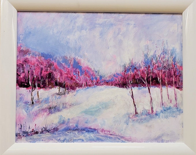 Peaceful Winter Scene, oil painting on canvas. (framed)