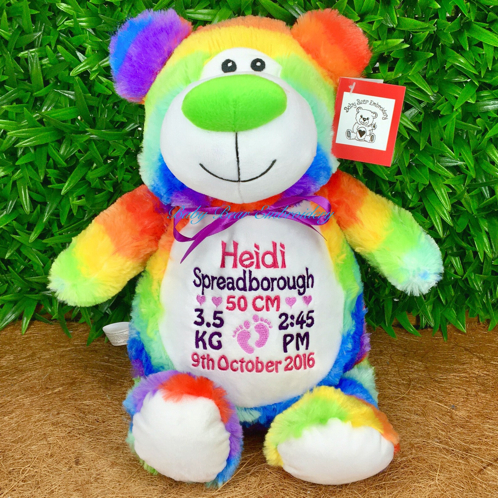 Personalised Rainbow Teddy Bear - Etsy Australia
