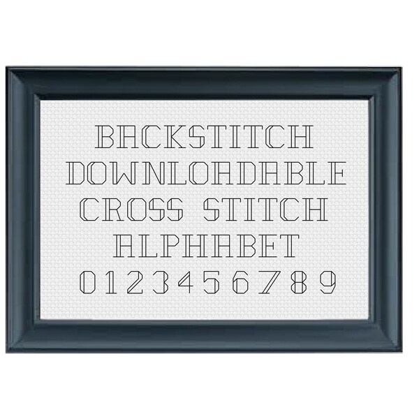 6 Stitch Tall Capitals Backstitch Alphabet & Numbers Cross Stitch Pattern PDF Download