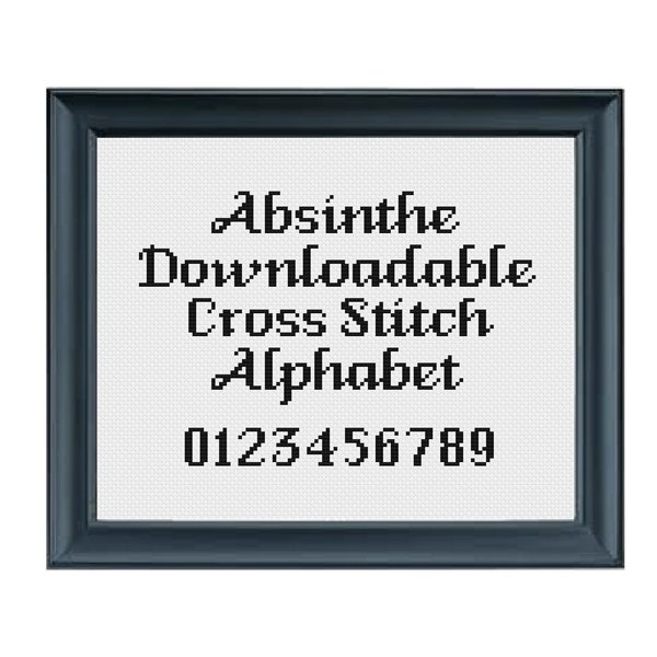 Absinthe 10 Stitch Tall Easy Small Alphabet & Numbers Cross Stitch Pattern PDF Download