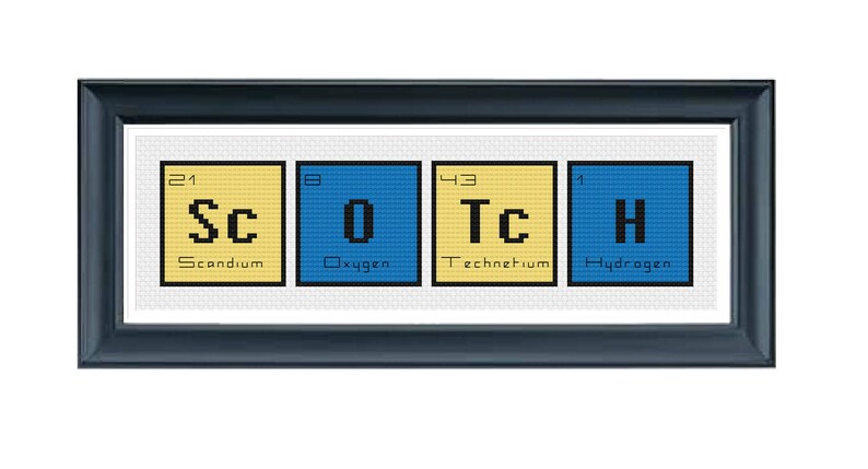 CROSS STITCH PDF Periodic Table Words Scotch Cross Stitch Modern Cross Stitch Pattern Science Geek Cross Stitch Instant Download