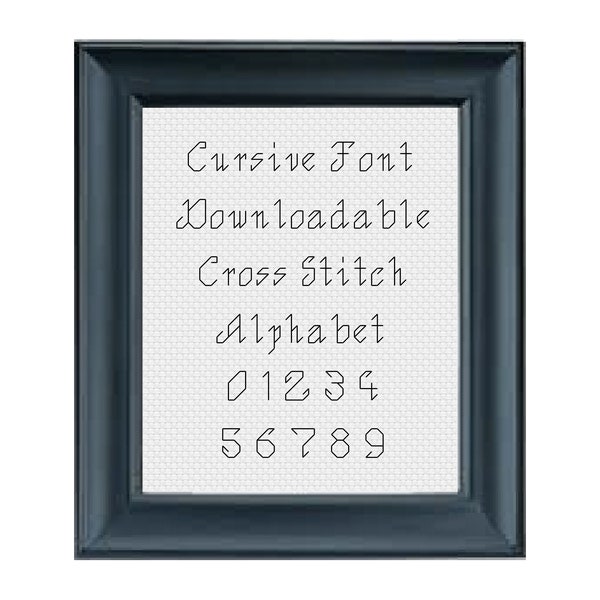 5 Stitch Tall Cursive Backstitch Alphabet & Numbers Cross Stitch Pattern PDF Download