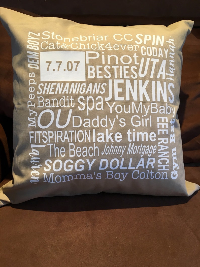 Personalized Family Pillow Family Word Cloud Customized Etsy Canada