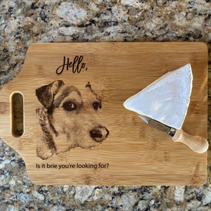 Hello is it brie you're looking for? | Custom Dog Charcuterie Board | Dog Cheese Board | My Dog on a Cheese Board | Custom Dog Gifts