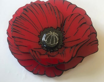 Poppy acrylic brooch