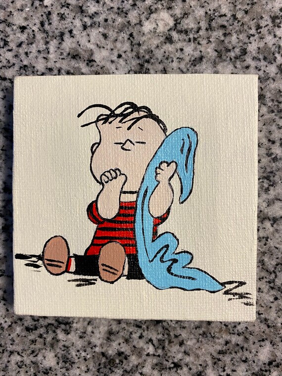 Linus with blanket Peanuts mini canvas painting Etsy