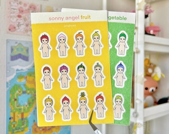 sonny angel baby sticker sheet: fruit & vegetable series - for bullet journal, bujo, planner, scrapbooking