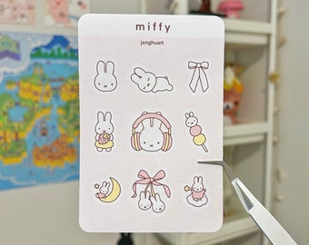 miffy nijntje bunny rabbit sticker sheet - for bullet journal, bujo, planner, scrapbooking