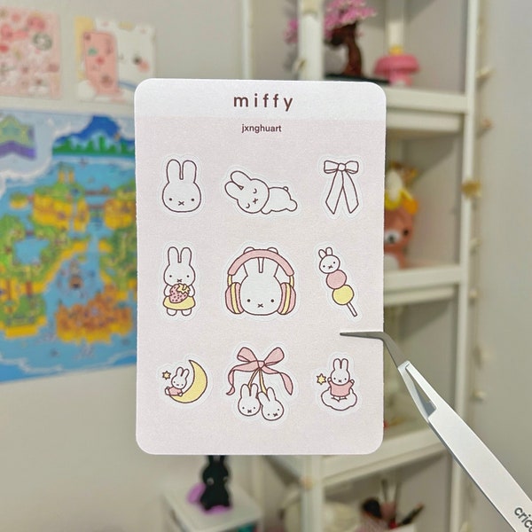 miffy nijntje bunny rabbit sticker sheet - for bullet journal, bujo, planner, scrapbooking