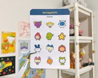 tamagotchi japanese sticker sheet - for bullet journal, bujo, planner, scrapbooking