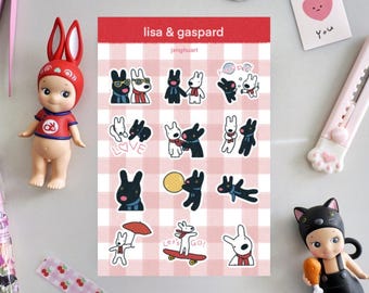 lisa and gaspard sticker sheet - for bullet journal, bujo, planner, scrapbooking