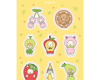 calico critters sylvanian families fruit vinyl sticker sheet - for bullet journal, bujo, planner, scrapbooking