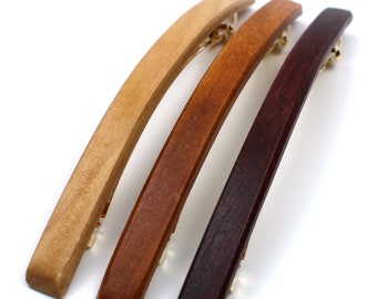 Grande, grande et longue barre de bâton en bois, barrette en métal doré, pince à cheveux, support pour queue de cheval, accessoire pour femme, fille, style respectueux de l'environnement