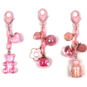 Todo rosa super fofo pendurado com zíper charme pequeno coração chaveiro de metal carteira bolsa bolsa chaveiro acessórios para mulheres meninas presentes novo