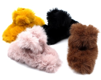 Soft Large Faux Fur Claw Hair Clip Big Peluche Updo Holder Hairpin Fluffy Hair Jaw Clips Winter Hair Accessories Women Girls Christmas Gifts