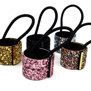 Sparkle Silber Gold Pink Multicolor Schwarz Glitter Elastisches Ringband Pferdeschwanz Inhaber Wrap Roll Haargummi Manschette Seil Accessoire für Frauen Geschenk