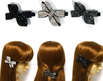 Barrette à Cheveux Avec Cristaux Gris Fumé Et Argent Métallique - 3,5 Pouces - New York Fashion Accessories - Neuf Avec étiquettes