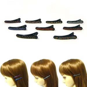 クリスタル ラインストーン メタルボール デコレーション 小さな長い歯 ブラック プラスチック ヘアクリップ クランプ ピン グリップ 女性 女性 女の子 子供 かわいい ファッション アクセサリー ギフト