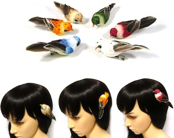 Real Feather Tail Sponge Bird Metal Alligator Hair Clip Grip Clamp Hairpin Party Halloween Costume Cosplay Unique Cute Fashion Accessory New