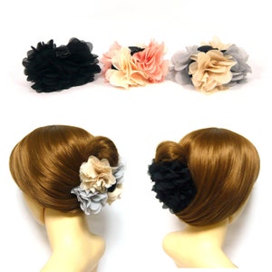 Large Chiffon Fabric Multi Layered Flower Plastic Hair Claw Clamp Jaw Clip Hair Up Holder Hairpin Floral Hair Accessories for Women Girls